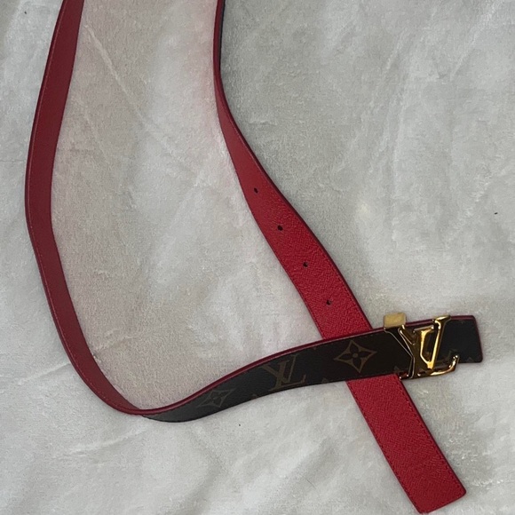Louis Vuitton LV Initials Red and Brown Logo Reversible Belt With Monogram 30mm - Picture 5 of 6